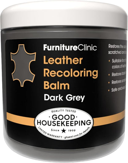 Furniture Clinic The Original Leather Recoloring Balm | Dark Grey Leather Dye | Repair Scratched, Faded, & Worn Leather | Restore Your Leather Couches, Sofas, Car Seats, and Furniture | 250 ml / 8.5 fl oz