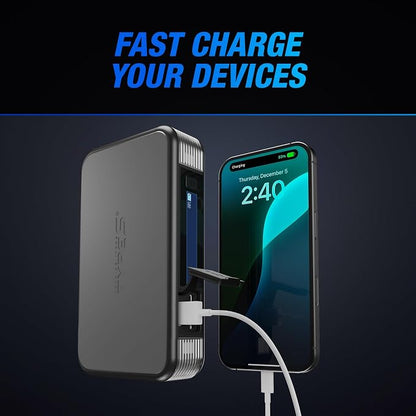 Type S Dynamic Light DL20 1000A Car Battery Jump Starter 12V 6L Gas 3L Diesel LCD Display, Car Jumper Starter Portable Charger, Jump Box, Power Bank, Emergency Hazard Lights, UL Listed - Gray