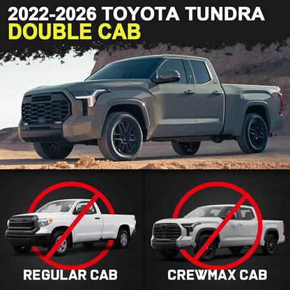 BINARY STAR Running Boards Compatible with 2022-2026 Toyota Tundra Double Cab, Two-Stair Side Steps Nerf Bars, 6 Inch Tundra Black Step Bars Made with Carbon Steel
