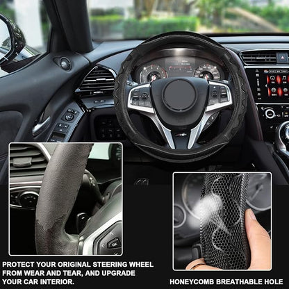 GIANT PANDA Steering Wheel Cover for Acura RDX and MDX, Car Steering Wheel Cover for Acura TLX and TL - Black