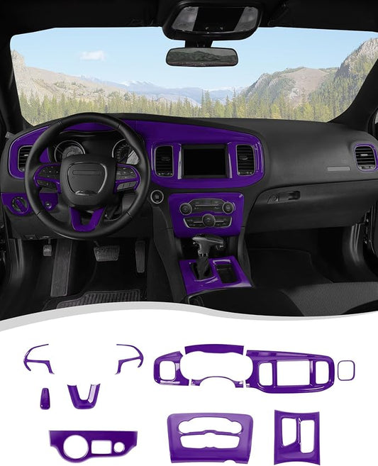 Hoolcar for Charger Purple Interior Accessories Trim Kit fit for 2015-2024+ Dodge Charger Center Console Gear Shift Dash Dashboard Decor Cover Trim, 12pcs