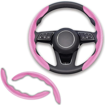 2pcs Universal Fit Carbon Fiber Steering Wheel Cover, Anti-Skid Steering Wheel Cover/Segmented Steering Wheel Protector/Car Interior Accessories (Plik)