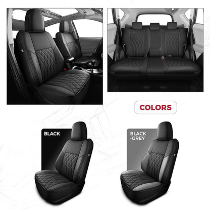 FREESOO Custom Seat Covers for Toyota RAV4 2013 2014 2015 2016 2017 2018, RAV4 Leather Car Seat Covers Interior, RAV 4 SUV Accessories Full Set LE XLE Limited SE Platinum Adventure(No Hybrid), Black