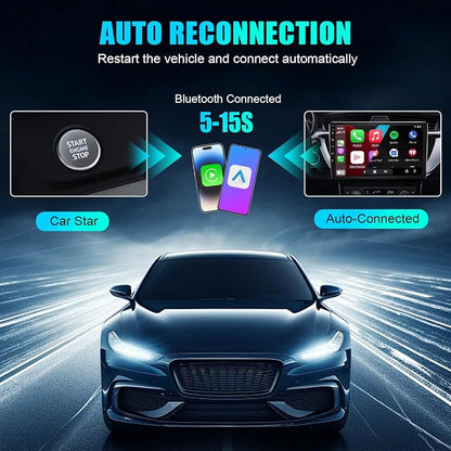 2 in 1 Wireless CarPlay Adapter for Apple iPhone & Android Auto Wireless Adapter Play and Plug Wired to Wireless Carplay/Android Auto Dongle for OEM Cars from 2016 Fast Connect No Latency(Black)