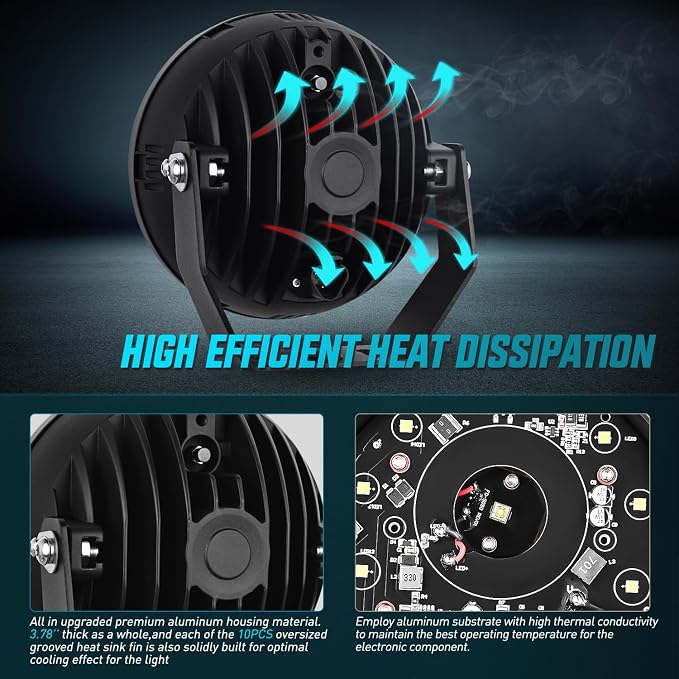 Nilight 7 Inch LED Offroad Driving Lights with DRL 2 PCS 100 W Round Hyper Spot Beam Offroad Light w/ 12 AWG DT Connector Wiring Harness Kit for Jeep Truck ATV UTV SUV