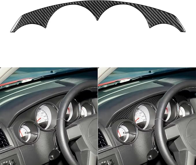 Compatible with Dodge Charger 2008 2009 2010 Real Premium Soft Carbon Fiber Decor Car Speedometer Panel Upper Part Sticker Interior Accessories Decal Cover Black