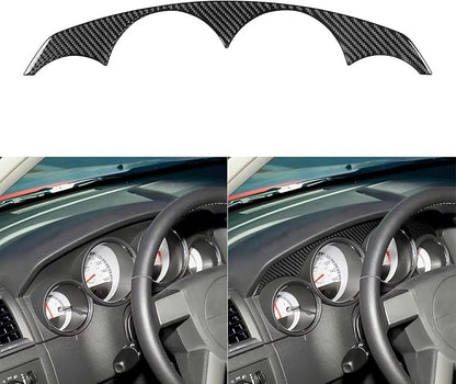 Compatible with Dodge Charger 2008 2009 2010 Real Premium Soft Carbon Fiber Decor Car Speedometer Panel Upper Part Sticker Interior Accessories Decal Cover Black