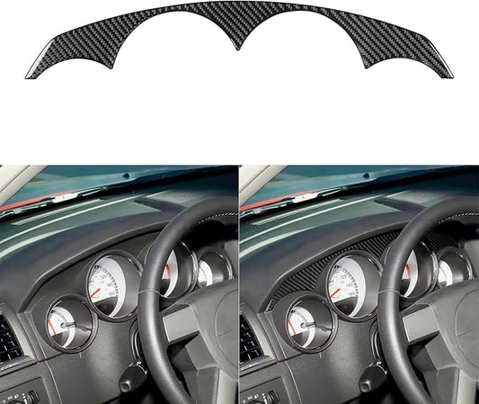 Compatible with Dodge Charger 2008 2009 2010 Real Premium Soft Carbon Fiber Decor Car Speedometer Panel Upper Part Sticker Interior Accessories Decal Cover Black