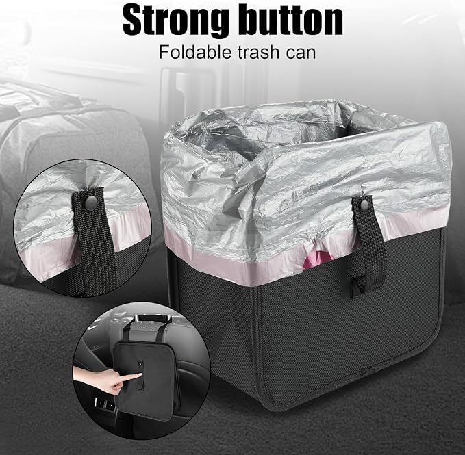 Amiss Foldable Trash Can, Collapsible Garbage Bag for Car, Hanging Waterproof Leakproof Storage Bag, Automotive Interior Accessories, Multifunctional (2 Gallon)