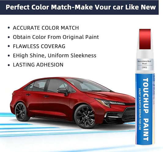 Barcelona Red Pearl(3R3) Touch Up Paint for Toyota 2-in-1 Car Scratch Repair Pen for Rock Chips, Door Scratches & Paint Nicks Exact Color Match Quick Dry DIY Fix for RAV4 Camry Corolla