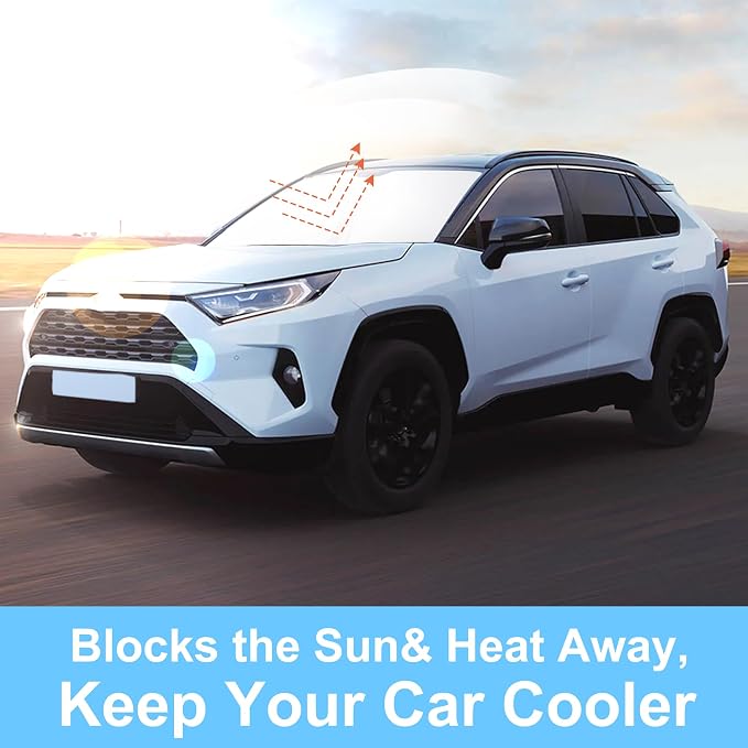 TINGLU Sun Shade for Toyota RAV4 RAV-4 2019-2025 2026 Accessories Windshield Sun Shade Window Shade UV Rays Protection Sun Visor Cover with Steering Wheel Sunshade Storage Bag