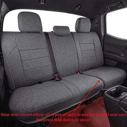 coverdream Tacoma Hybrid Cloth Seat Covers Full Set for Toyota Tacoma 2024-2026 TRD Sport,TRD Off-Road,Limited,Trailhunter,Fully Covered,Breathable Polyester Seat Protector (Gray)