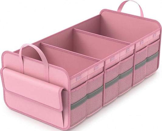 Trunk Organizer for SUV, Large trunk organizer for car, Collapsible Multi-Compartment Car Trunk Organizer, Sturdy Cargo Trunk Storage Organizer, Non Slip Bottom