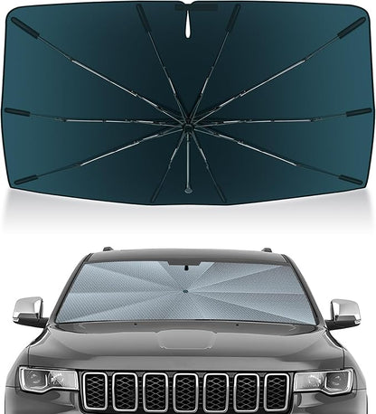 Autorder Windshield Sun Shade Umbrella for 2011-2026 Jeep Grand Cherokee Accessories,Upgraded Ice Crystal Material,Easy Setup Umbrella Sunshade for Car Windshield,100% Sun Blocking