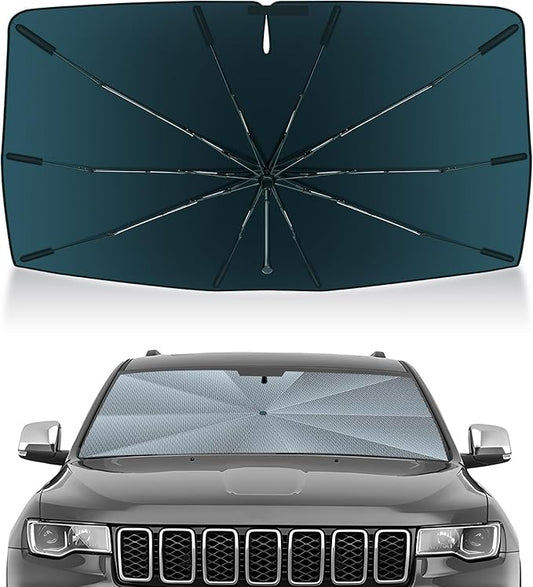 Autorder Windshield Sun Shade Umbrella for 2011-2026 Jeep Grand Cherokee Accessories,Upgraded Ice Crystal Material,Easy Setup Umbrella Sunshade for Car Windshield,100% Sun Blocking
