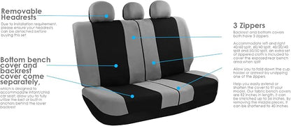 FH Group Car Seat Covers Combo Full Set with Carpet Floor mats Steering Wheel Cover and Seat Belt Pads- Universal Fit for Cars Trucks and SUVs (Gray)