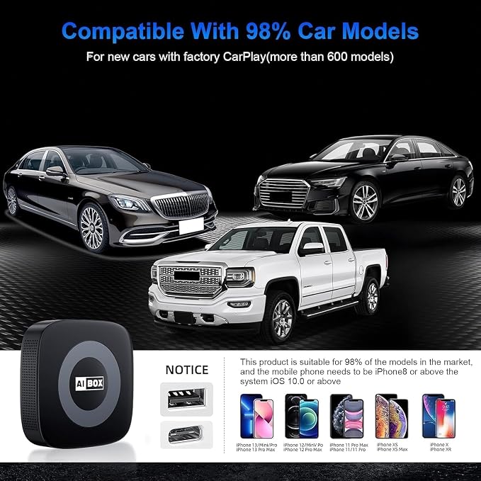 Ai Magic Box for Streaming Netflix/YouTube/TikTok, Wireless CarPlay Adapter Dongle Support TF Card for OEM Wired Car Play & Android Auto Cars Ai Box Carplay