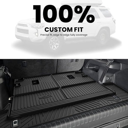 LASFIT Cargo & Backrest Mats for Toyota 4Runner 2010-2024 (Only for 7 Seats), All Weather Custom Fit Cargo Liner for Toyota 4 Runner TPE Mats Seatback Mat & Trunk Mat, Black