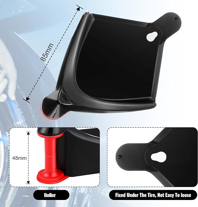 Dreyoo 4 Pcs Car Hose Guide, Tire Hose Roller for Car Washing, Detailing Tire Hoses Guide Preventing Pressure Washer Hoses Stuck Under The Wheels, Plastic Wash Tool to Avoid Snagging(Black)