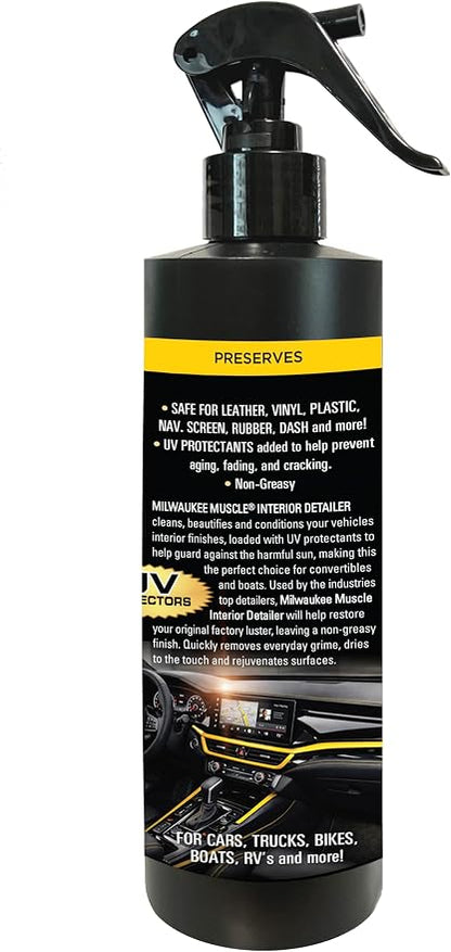 Interior Detailer Spray – 16 Fl Oz | Cleaner & Conditioner for Leather, Vinyl, Plastic & Screens | UV Protection | Non-Greasy | Cars, Trucks, Boats, Bikes & RVs