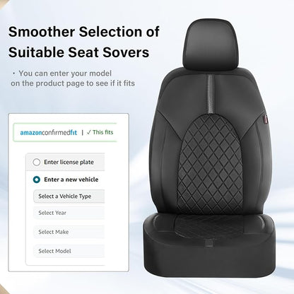Coverado Universal Front Car Seat Covers, Waterproof Seat Protectors for Gym Sports & Pets, Quick-Fit for Cars SUVs and Trucks (Black)