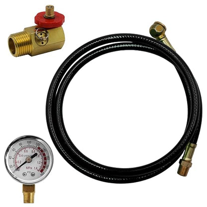 Grip Air Tank Assembly Kit - 4 ft Air Hose with 1/4" NPT Tire Chuck, Brass Manifold, 0-200 PSI Gauge - Safety Bypass Valve - Manual Override - On/Off Air Adjustment - Home, Garage, Workshop - 300 PSI
