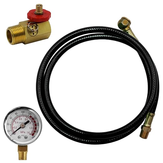 Grip Air Tank Assembly Kit - 4 ft Air Hose with 1/4" NPT Tire Chuck, Brass Manifold, 0-200 PSI Gauge - Safety Bypass Valve - Manual Override - On/Off Air Adjustment - Home, Garage, Workshop - 300 PSI