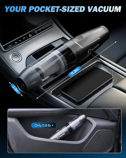 Saker Small Handheld Vacuum Cleaner, Car Detail Vacuum Cleaner Cordless with Brushless Motor and Steel Filter for Gifts, Cars,Bedrooms,Offices Cleaning HL109B