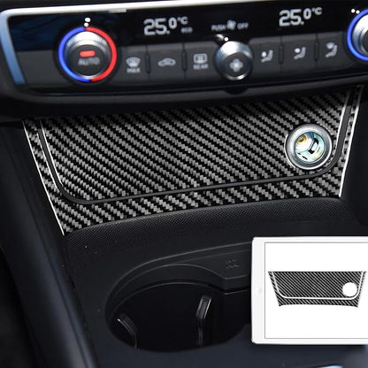 Real Premium Carbon Fiber Decor Compatible with Audi A3 S3 RS3 8V 2013 2014 2015 2016 2017 2018 2019 Car Center Console Power Outlet Sticker Kit Auto Interior Accessories Decal 2PCS Black