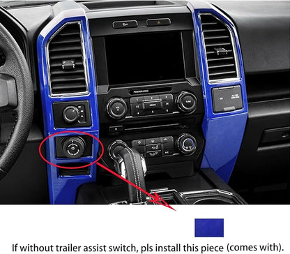 Keptrim for F150 Blue Central Console Air Conditioner Panel Trim for 2015 2016 2017 2018 2019 2020 Ford F150, 5pcs