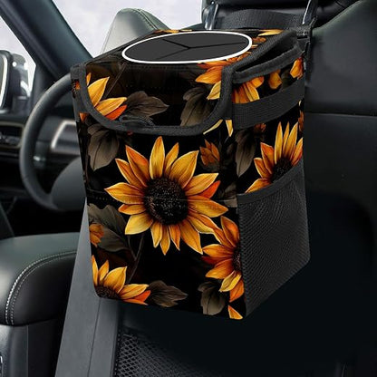 Car Trash Can – Multi-Purpose, Lightweight and Portable with Durable Water-Resistant Coating, No Installation Required, Practical and Ample Capacity, Variety of Colors.Beautiful Sunflower