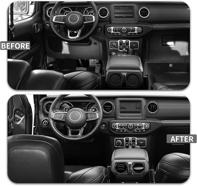 21PCS Full Set Interior Trim Kit for 2018-2023 Jeep Wrangler JL JLU,Side Outlet Door Handle Bowl Roof Reading Light Cover Trim (Carbon Fiber)