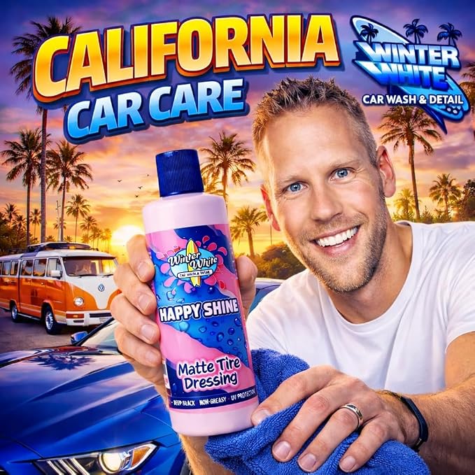 Winter White Happy Shine Matte Tire Dressing, Professional Grade, Satin Black Finish, UV Protection, Made in The USA-16oz - 2pk