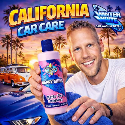 Winter White Happy Shine Matte Tire Dressing, Professional Grade, Satin Black Finish, UV Protection, Made in The USA-16oz - 2pk