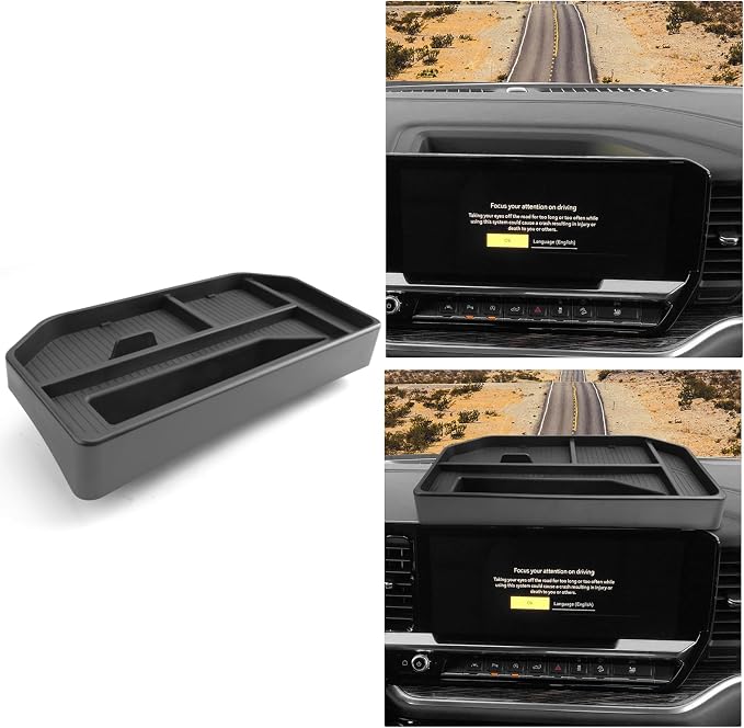 For Center Console Screen Organizer Tray ABS Materials Compatible with 2022–2026 Silverado&Sierra 1500/2024–2026 Silverado 2500HD/3500HD 13.4 Inch Center Console Screen Organizer