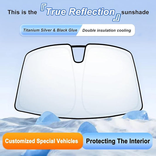 Car Windshield Sun Shade for Honda CRV 2023 2024 2025 2026 Professional 310T Reflective Polyester UV & Heat Insulation Protection, Foldable Front Window Sunshade with Storage Pouch, Keep Interior Cool