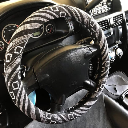 Boho Steering Wheel Cover for Women Men Baja Blanket Enthic Car Steering Wheel Cover Ethnic Car SUV Wheel Protector, Breathable, Anti-Slip, Odorless, Universal Fit 14.5-15 Inch