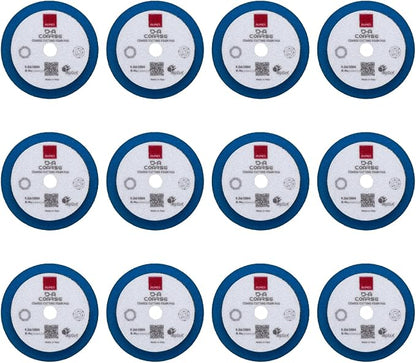 RUPES 9.DA100H Pack of 12 Blue D-A Coarse Cutting Foam Pads 100mm | Compatible with 4" Backing Plate | Ideal for Paint Correction | Mild to Severe Defect Removal