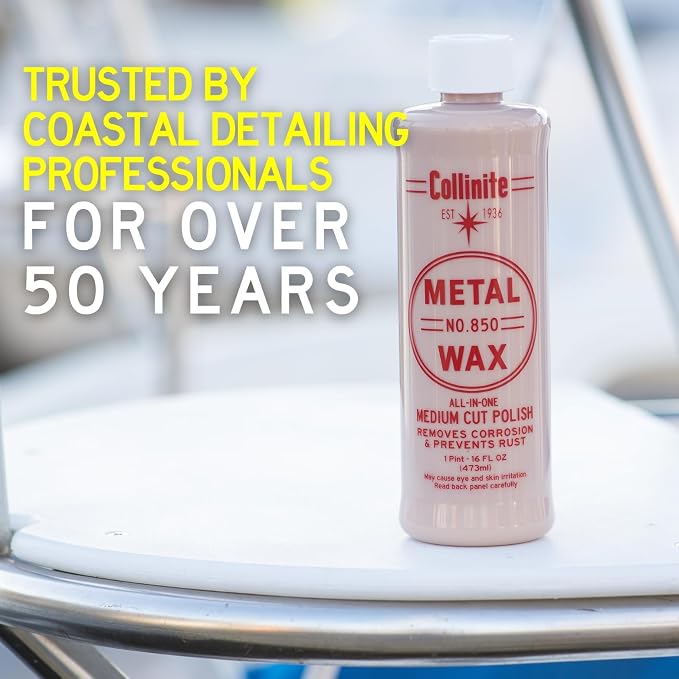 Collinite 850 Metal Wax & Polish Removes Rust & Prevents Oxidation in One Step - Heavy Duty Formula Easily Restores and Protects - For Aluminum, Chrome & Stainless Steel (16 fl oz)