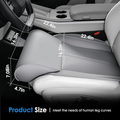 FLORICH Car Seat Extender Leg Support Cushion for Driver Seats Office Chair, Leather Widened seat Cushion for Long Drivers Universal Car Seat Cushion Legs Rest Pads-Grey