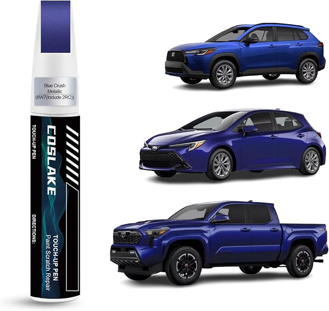 Car Touch Up Paint(Blue Crush Metallic(8W7(Include 2RC))) for Toyota, Car Paint Scratch Repair Kit, Quick & Easy Solution to Repair, 2 in 1 Scratch Remover Pen with Color-Matched