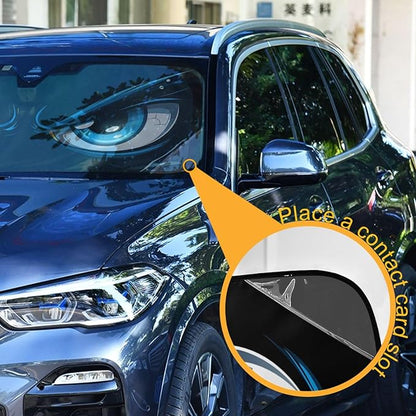 Evil Blue Eyes Windshield Sun Shade for Car Auto SUV Truck Foldable Front Window Sunshade Sun Visor Protector Block UV Rays Reflect Heat, 55" x 28"