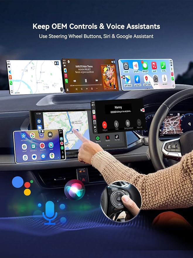 USB-C Wireless CarPlay & Android Auto Adapter, Plug-in Dongle Converts Factory Wired CarPlay/Android Auto to Wireless
