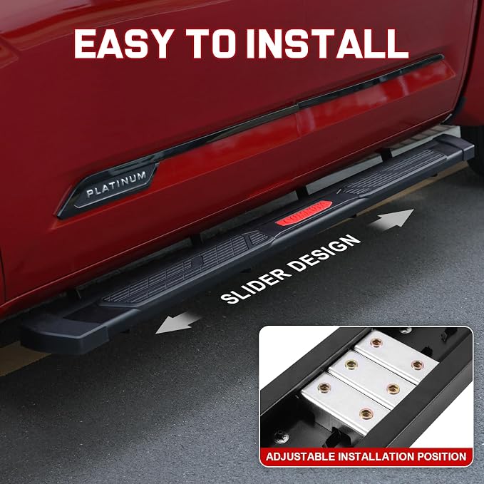 COMNOVA 6 Inch Running Boards Compatible with 2019-2026 Chevy Silverado/GMC Sierra 1500 Double Cab, 20-26 Silverado/Sierra 2500HD 3500HD. Carbon Steel Side Steps Nerf Bars with Non-Slip Plastic Pads.