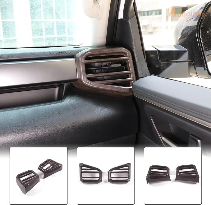 Aunginsy Car Center Console Side Air Conditioning Outlet Trim Cover Compatible with Toyota Tundra/Sequoia 2022-2025 2026, ABS Dashboard Side A/C Wind Vent Panel Decorative Frame Protector Accessories