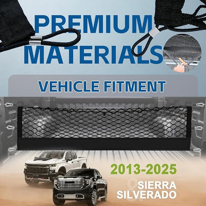 Truck Bed Cargo Net Truck Netting Fit for GMC Sierra/Chevy Silverado 1500 2500 3500HD 2013-2026 Pickup Tailgate Organizer Net Heavy-Duty Elastic Truck Storage Grocery Mesh Net-Envelope Style