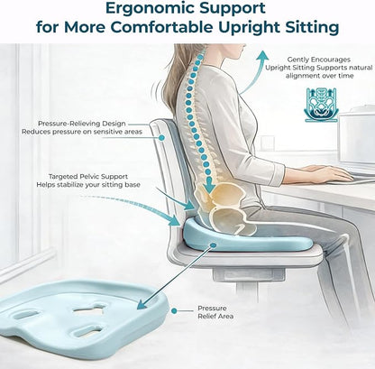 Ergonomic Posture Corrector Seat Support Cradle, High-Density EVA Pelvic Alignment Shaper for Office & Study Chairs, Non-Slip Tailbone Relief Spinal Pad, Durable Firm Design for Teens & Petite Adults