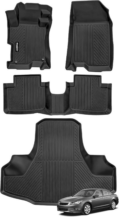 Floor Mats for 2008-2012 Honda Accord Sedan(not for Couple), Trunk Mat and Backrest Mat All Weather TPE Protector for Honda Accord Accessories