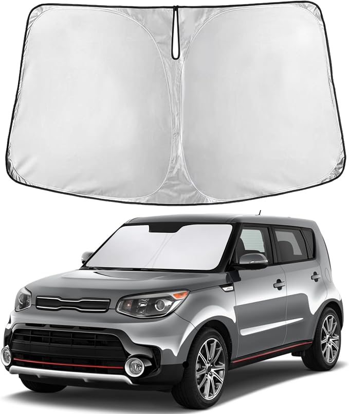 EcoNour Windshield Sunshade Compatible for Kia Soul 2014-2017 2018 2019, Sun Visor for Front Windshield & Window Sun Shade Cover, UV Heat Blocker & Protector, Car Accessories