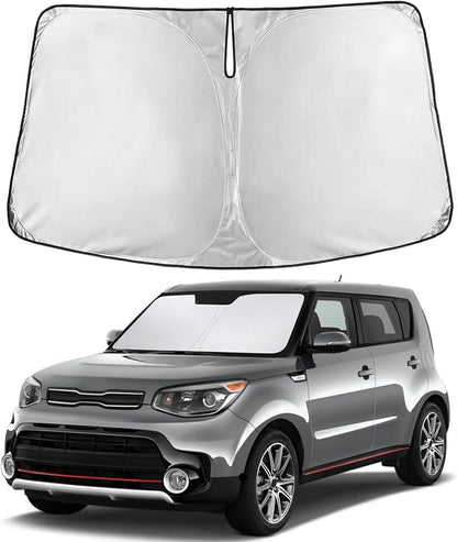 EcoNour Windshield Sunshade Compatible for Kia Soul 2014-2017 2018 2019, Sun Visor for Front Windshield & Window Sun Shade Cover, UV Heat Blocker & Protector, Car Accessories